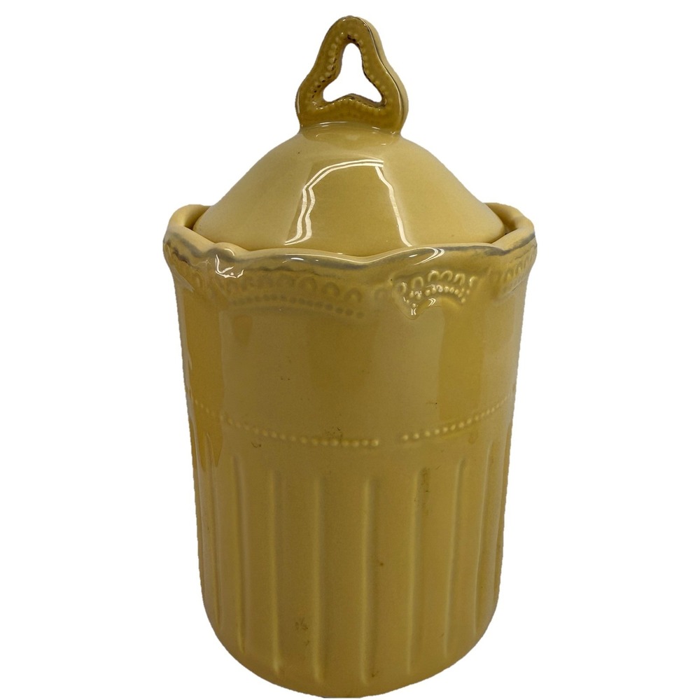 Barreveld  French Provincial Country Canister 8" Air Tight Seal‎ Storage Mustard